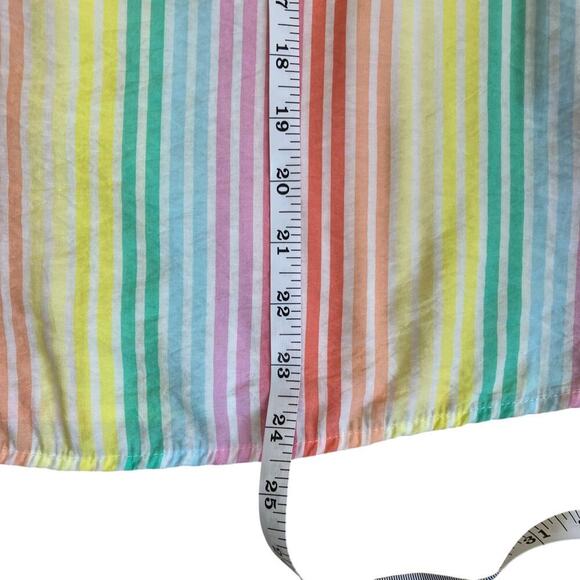 Michelle McDowell Sz M Penelope Pastel Rainbow Striped Smocked Ruffled Top - Picture 12 of 16